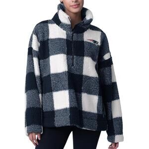 NFL Women's Buffalo Plaid Half Zip Pullover Patriots - Regular